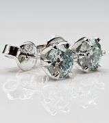 Sparkling 14 Kt White Gold Plate 3.5 Ctw 1 Ice Blue Fire Moissanite Earrings
