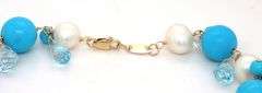 Zoe B. Gypsy turquoise, aquamarine Briolette and pearl bracelet