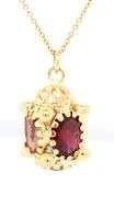 14kt Yellow gold multi gemstone Lantern style pendant on chain
