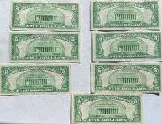 Seven Clean $5 1934 Silver Certificates