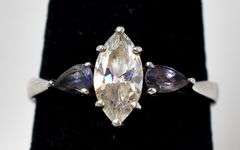 CZ Gemstone and Amethyst Gemstone Ring in Sterling Silver