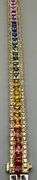 14K Yellow Gold Multi Colored Princess Cut Sapphires Tennis Bracelet