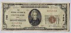 $ 20 1929 Series Cleveland National City Bank Note