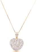 10kt Yellow gold diamond cluster heart shaped pendant on chain