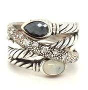 925 Sterling silver David Yurman black diamond Hematite black onyx ring
