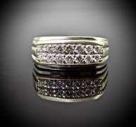 Sparkling Man's 14K White Gold Estate Diamond Ring