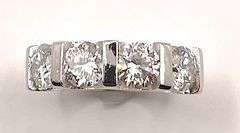 Dazzling 4.25 Ct 4 Stone White Fire Moissanite Ring