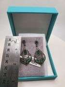Very high quality hand made emerald and diamonds on silver earrings