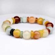 Real! 156.45ct multi-color Burmese Jade bracelet!!!