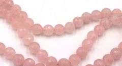 Pink quartz bead ball necklace