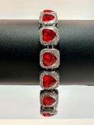 Dazzling 14 Kt 37 Grams White Gold Plated Simulated Ruby Diamond Tennis Bracelet