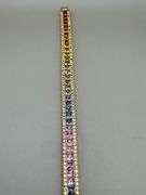 14K Yellow Gold Multi Colored Princess Cut Sapphires Tennis Bracelet