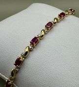 14K Yellow Gold Ruby and Diamond Tennis Bracelet
