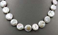 Pearl coin and gold bead necklace