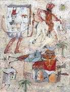 Spectacular Large Size Original Painting by Mexican Contemporary Master ROMGO