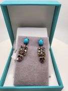 Extremely fine Victorian turquoise and diamonds with sapphire earrings