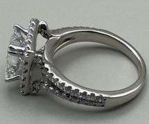 18K White Gold Princess Cut 3.21 Carat Diamond Ring