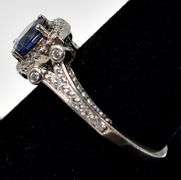 Blue Sapphire and CZ Gemstone Ring in Sterling Silver