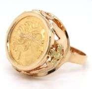 18kt Yellow gold Corletto lady Justice ring