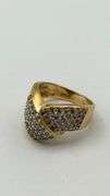 14KT Yellow Gold Bypass Design With Pave Diamon Ring