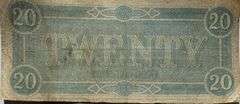$20 $20 Confederate States  Feb 17 1864 Note