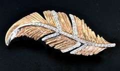 Beautifully Made 14K Rose Gold Leaf Brooch/Pendant