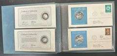 Album with 6 original United Nations solid Sterling Silver Proof Medals