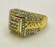 Men's 14 Kt  Yellow Gold Plate 6.85 Ct Lab Simulated Diamond Ring