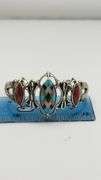 925 Vintage Sterling Silver Carolyn Pollack Relios With Rhodochrosite And Turquoise Inlay Cuff Brace