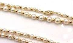 4.5-5mm pearl and gold ball necklace in yellow gold