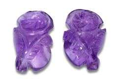 Natural Amethyst Carved Flower Pair