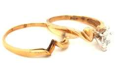 14kt Yellow gold 3/8ct diamond wedding set