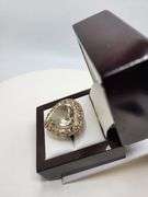 Extremely fine Victorian citrine and diamonds ring on silver