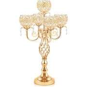 Gold Candelabra Centerpiece with Crystal Pendants