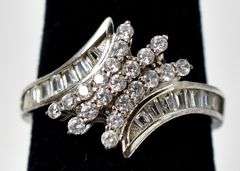 CZ Gemstone Bypass Ring in Sterling Silver