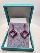 Very high quality hand made ruby on silver earrings