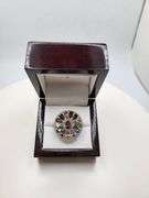 Extremely fine Victorian natural multi sapphire, diamonds ring on silver