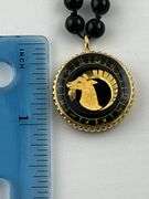 18KT Gold Plated Persian Army Winged Lion Pendant With Long black Onyx Beads Necklace