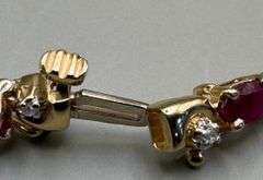 14K Yellow Gold Ruby and Diamond Tennis Bracelet