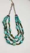 925 Sterling Silver Vintage Three Strand Turquoise Necklace