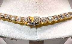 18 Kt Yellow Gold Plate Huge 65 Cttw Sparkling Whiter Near Flawless Fire Moissanite Tennis Necklace