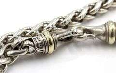 David Yurman 8.5mm 2 tone wheat link chain necklace