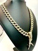 Huge World Series 114.5 Gram 14 Kt Gold Plated Simulated Diamond  Baseball Chain Pendant cklace