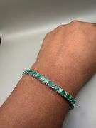 14K White Gold Oval Cut Emerald Tennis Bracelet