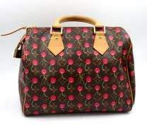 Louis Vuitton Monogram Speedy 25 Cerises LE Handbag W/Red Dust Bag