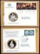4 Different 1976 Internation Society of Postmasters Silver Medallic First Day Covers in Original Env