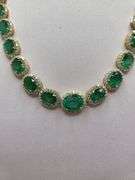 Extremely fine 32.2G of 14k gold and 30.20 ctw GGA certfied  Emerald and diamond necklace