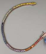 14K Rose Gold Multi Colored Sapphire Tennis Bracelet