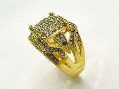 Men's 14 Kt Yellow Gold Plate 7.75 Cttw Lab Simulated Diamond Ring.