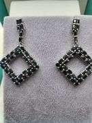 Very high quality hand made black onyx on silver earrings
